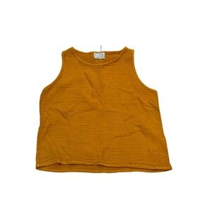 Honest Cotton Womens Mustard Yellow Gauze Natural Fiber Tank Top Size L Handmade